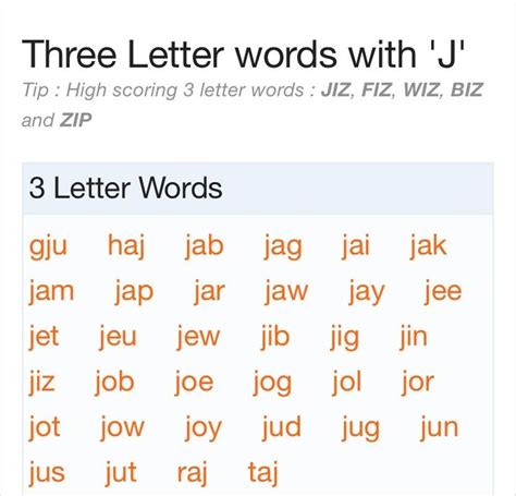 scrabble words that contain j.